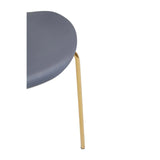 Grey chair seat with gold metal leg close-up