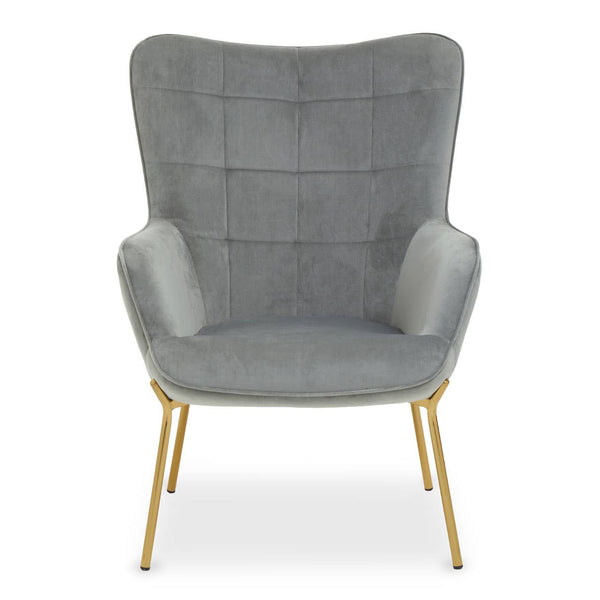 Luxe Grey Velvet Accent Chair