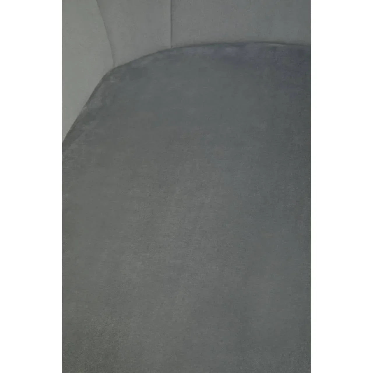 Grey velvet dining chair seat and backrest closeup