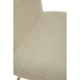 Beige upholstered dining chair seat and backrest with soft fabric texture