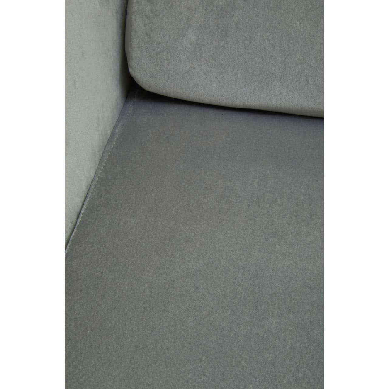 Close-up of grey sofa seat cushion with soft fabric upholstery