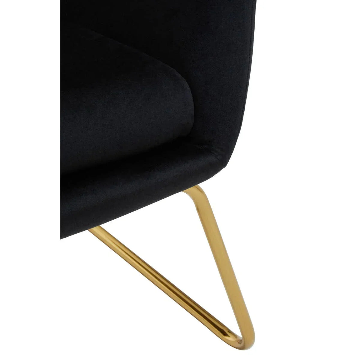 Black velvet chair seat with modern gold metal leg detail