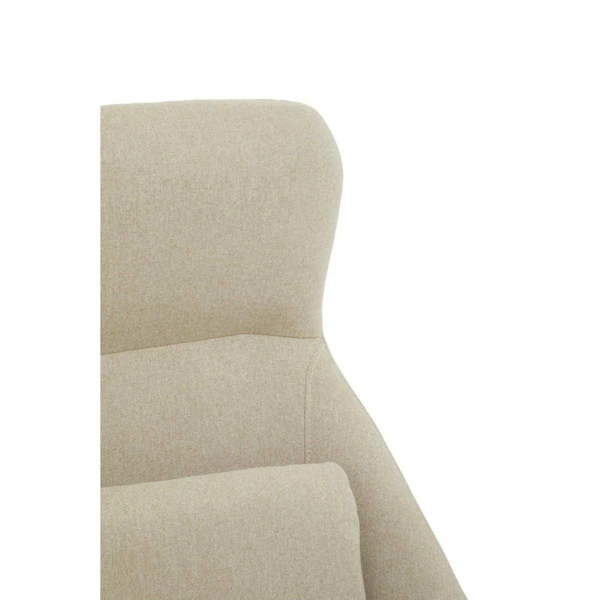 Closeup of beige fabric armchair backrest and cushion