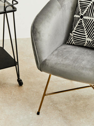 Luxe Grey Velvet Accent Chair
