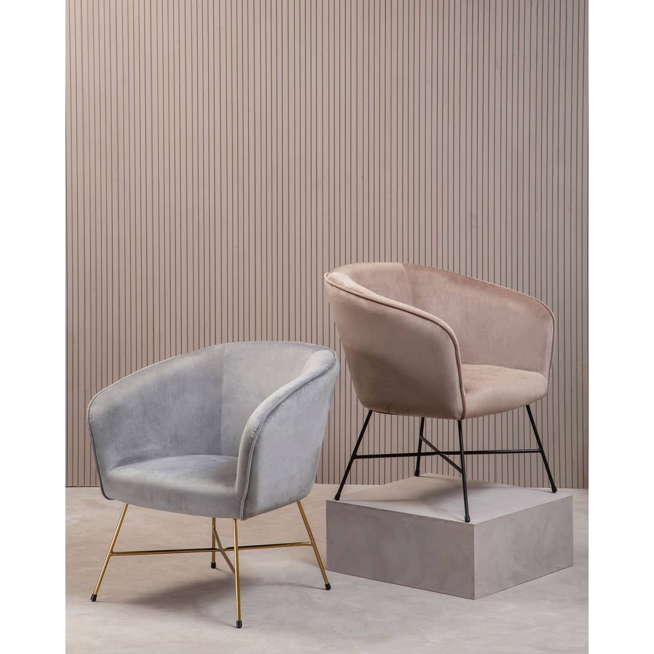 Luxe Grey Velvet Accent Chair