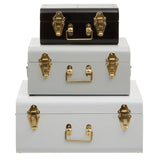 Parley Set of Three White Grey and Black Storage Trunks