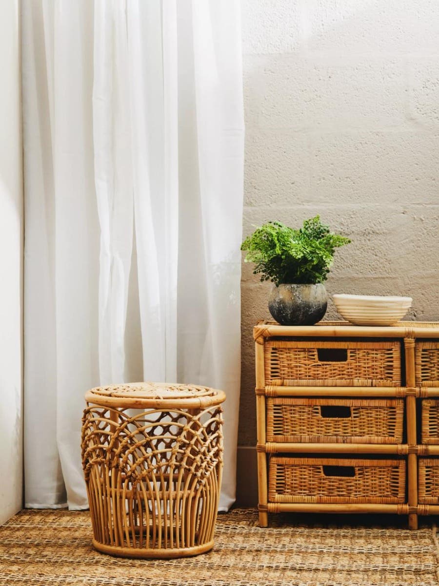 Rattan Round Side Accent Table
