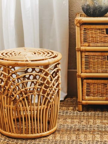 Rattan Round Side Accent Table