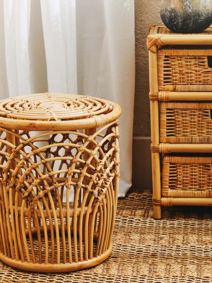 Rattan Round Side Accent Table