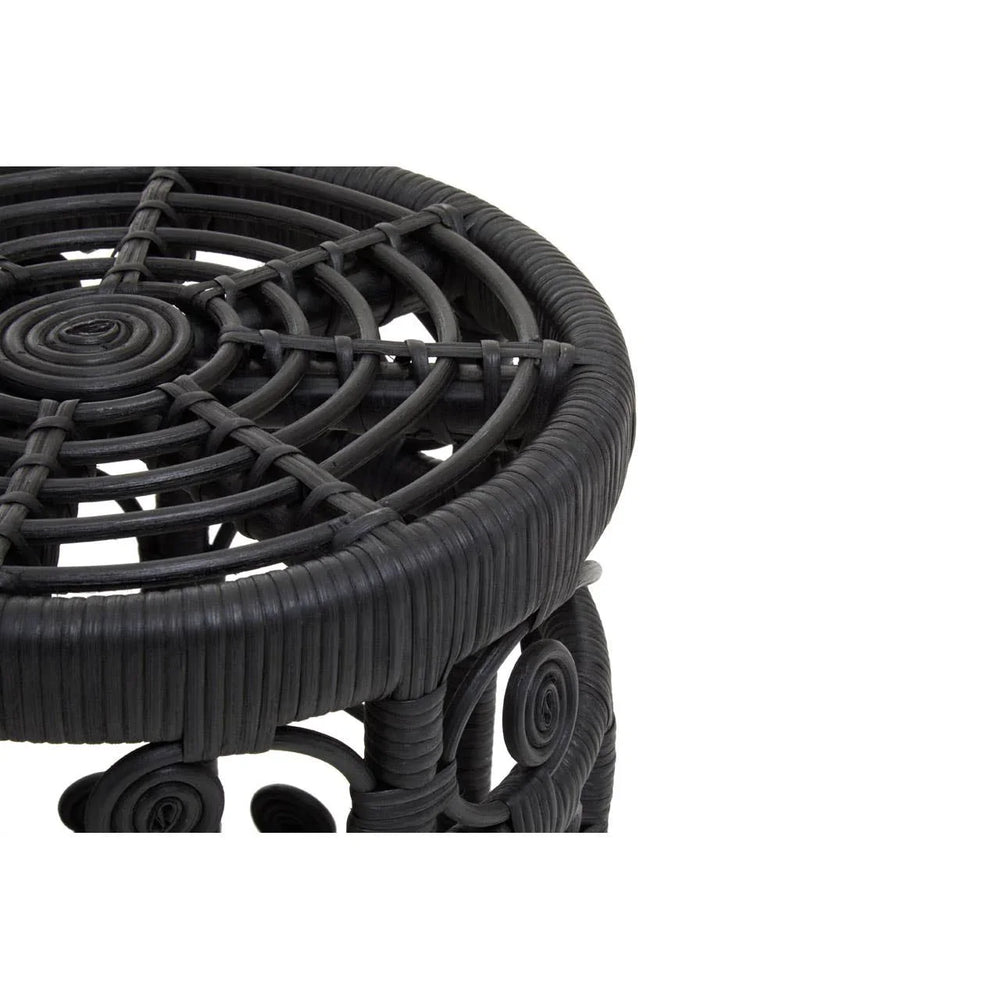 Black Rattan Modern Side Tables