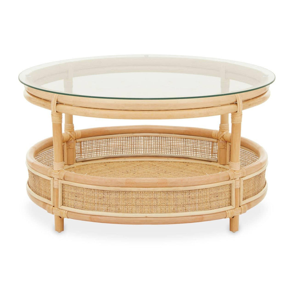 Rattan Glass Top Coffee Table