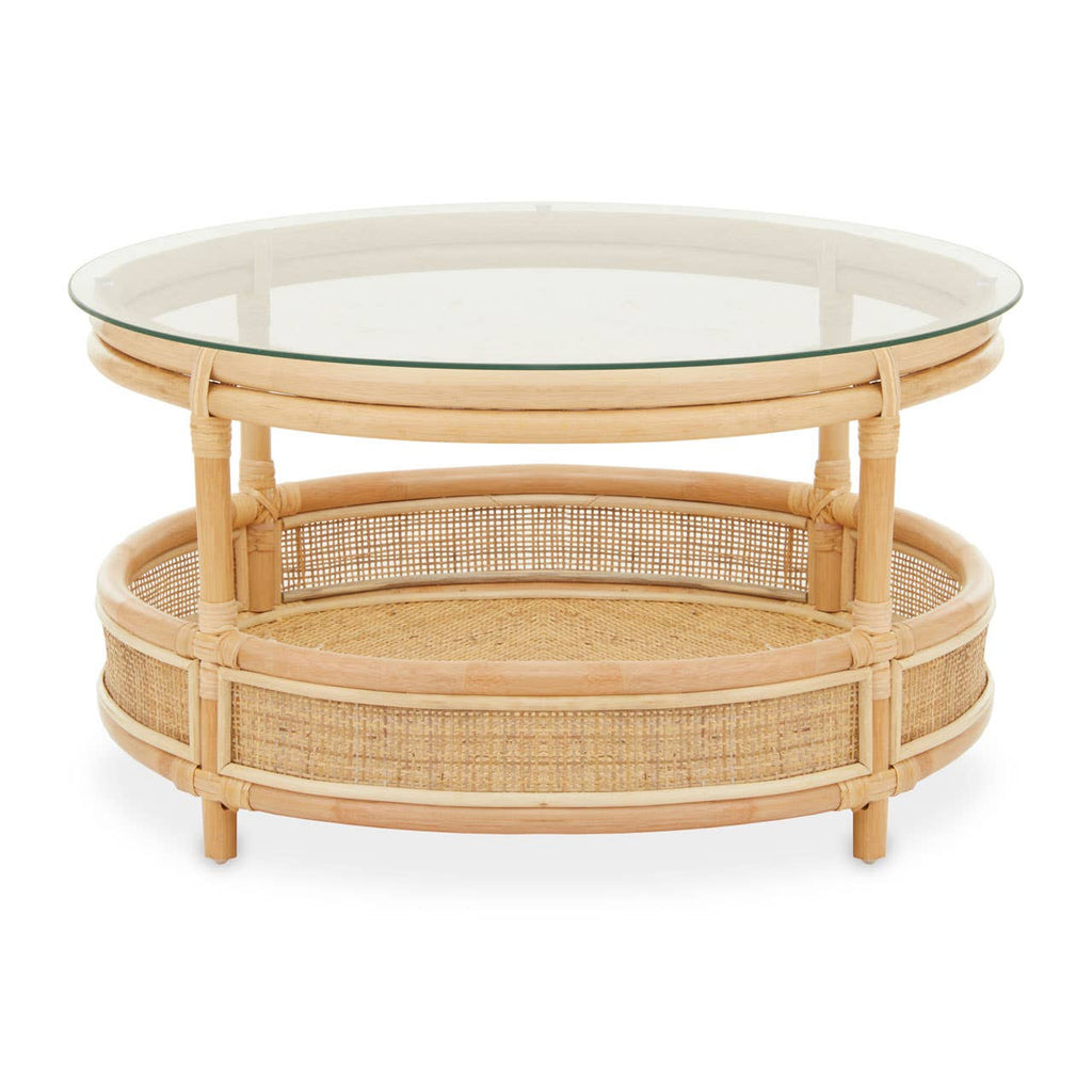 Rattan Glass Top Coffee Table