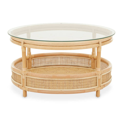 Rattan Glass Top Coffee Table