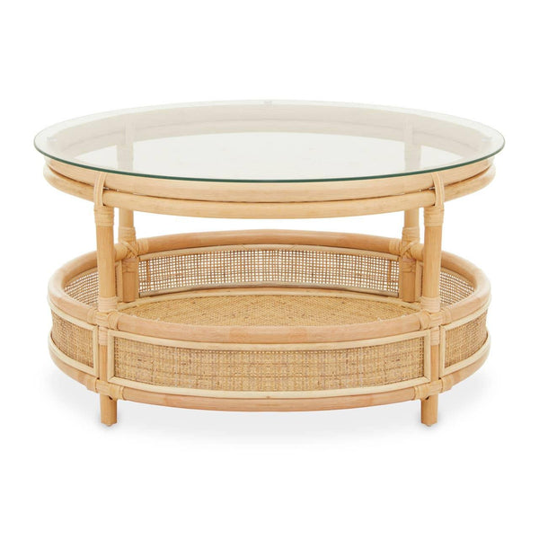 Rattan Glass Top Coffee Table
