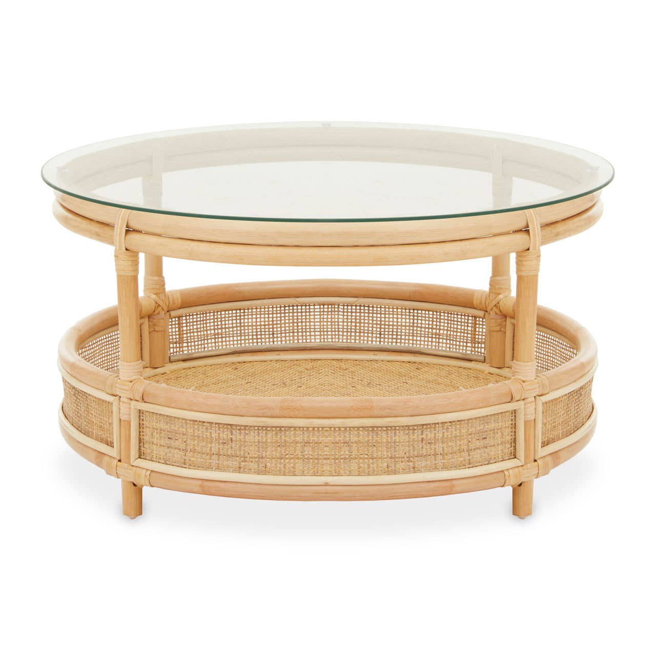 Rattan Glass Top Coffee Table