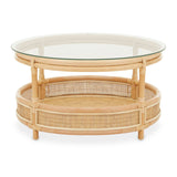 Rattan Glass Top Coffee Table