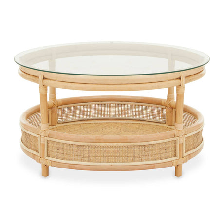Rattan Glass Top Coffee Table