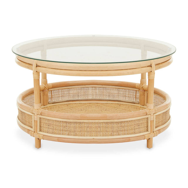 Rattan Glass Top Coffee Table