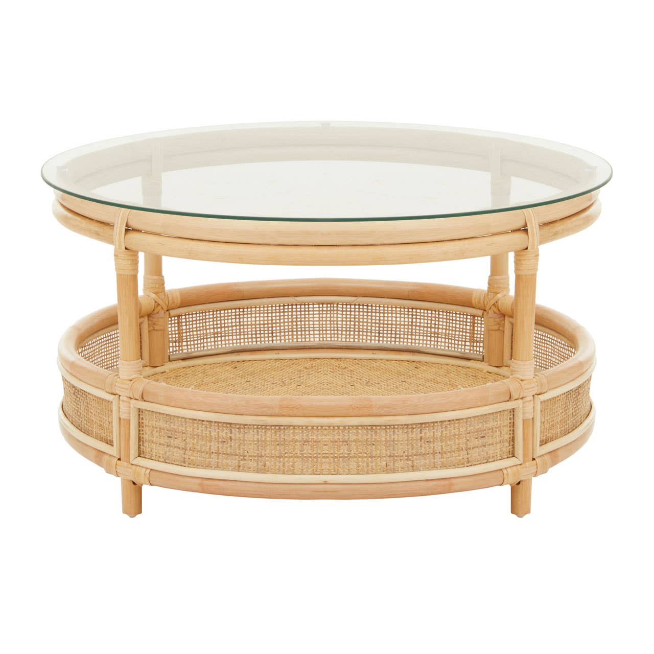 Rattan Glass Top Coffee Table