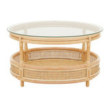 Rattan Glass Top Coffee Table