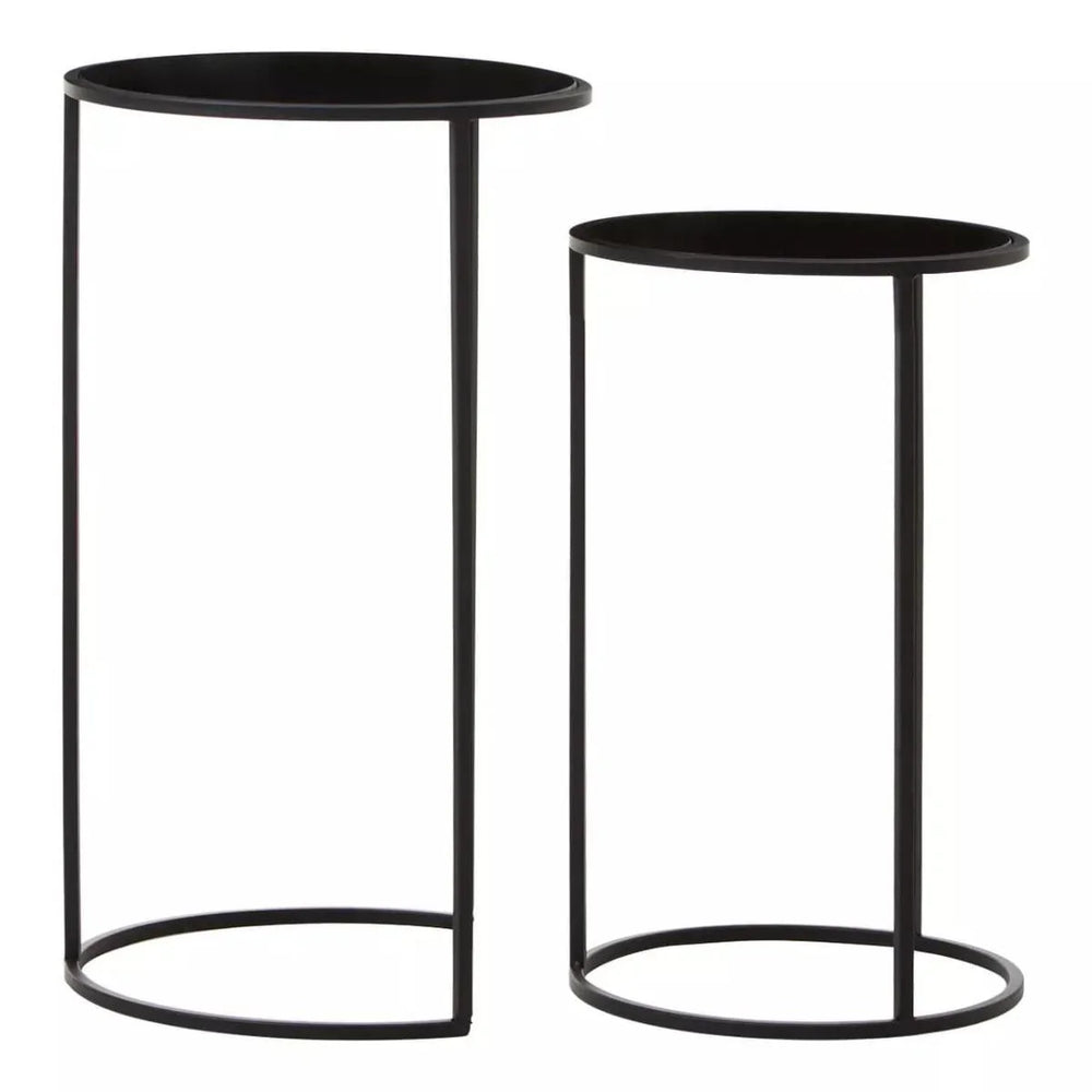 Black Mirrored Plant Stand Set