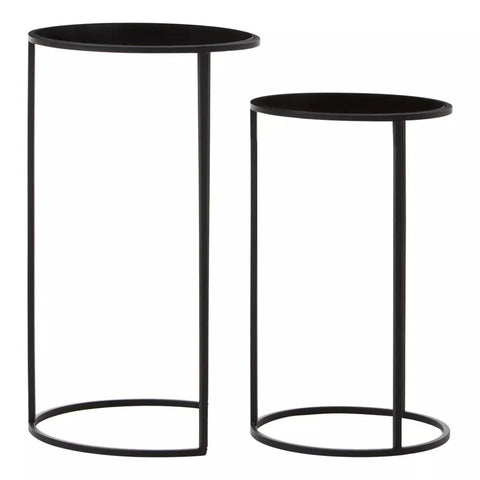Black Mirrored Plant Stand Set