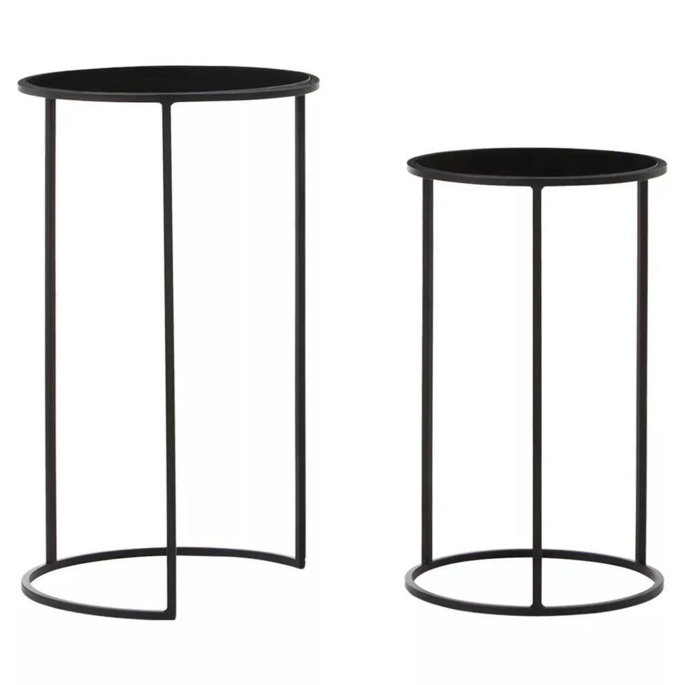 Black Mirrored Plant Stand Set