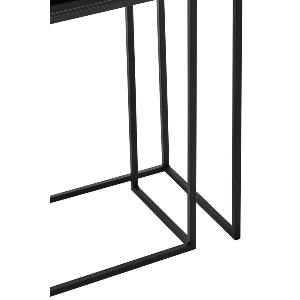 Black Mirrored Console Tables Duo