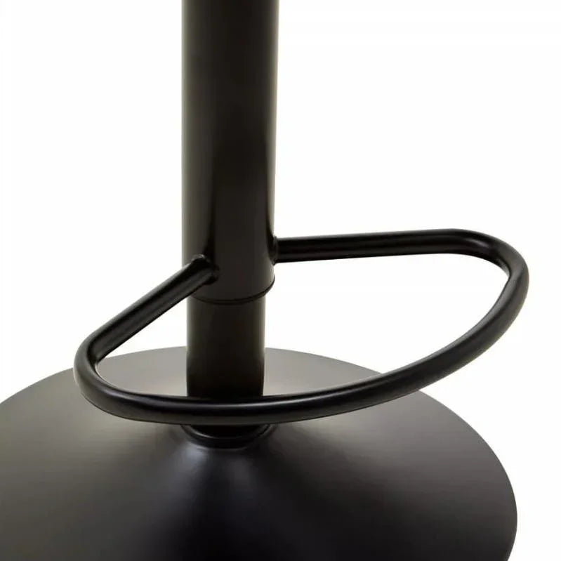 Black bar stool metal base with circular footrest and round pedestal support