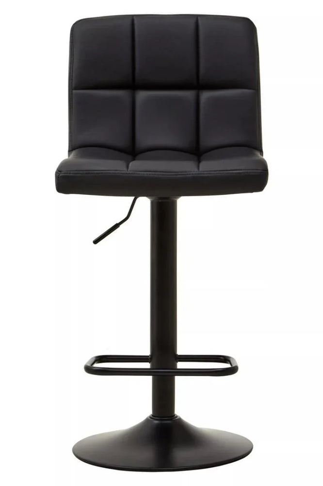 Quilted Black Leather Bar Chair