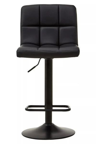 Quilted Black Leather Bar Chair