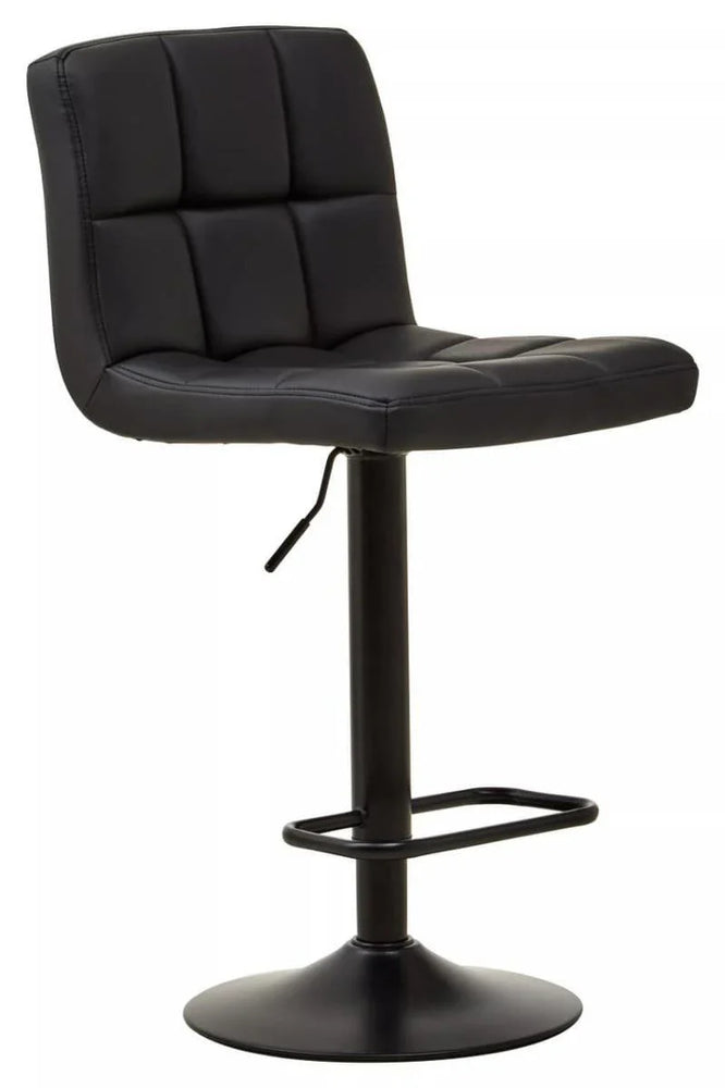 Quilted Black Leather Bar Chair
