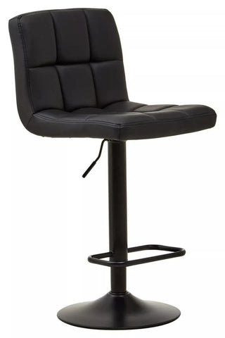 Quilted Black Leather Bar Chair