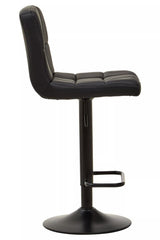 Quilted Black Leather Bar Chair