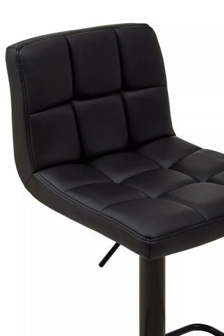 Quilted Black Leather Bar Chair