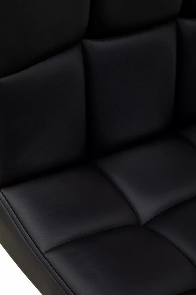 Quilted Black Leather Bar Chair