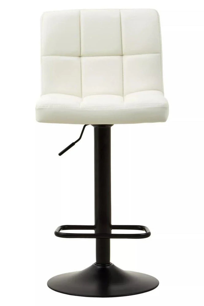 Quilted White Leather Bar Chair