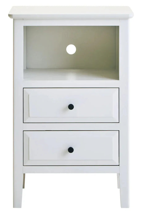 Heritage Two Drawer White Finish Wood Side Table