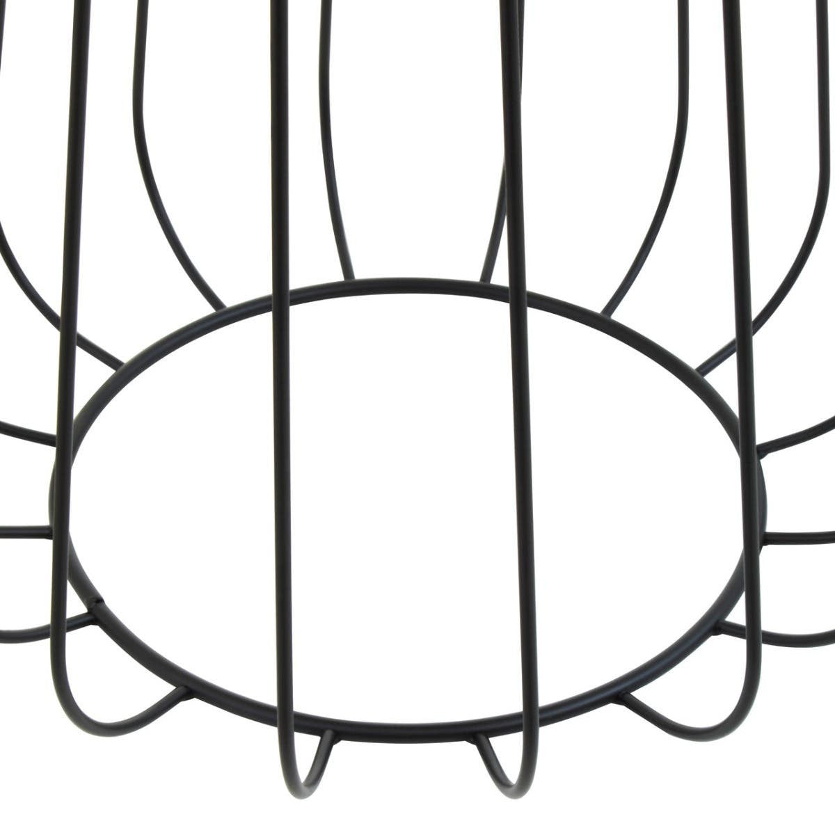 Grey velvet stool featuring a sleek black metal frame with a circular base and vertical wire design. The soft upholstery contrasts with the sturdy frame, creating a modern and stylish accent piece for home decor