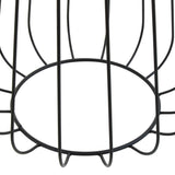 Grey velvet stool featuring a sleek black metal frame with a circular base and vertical wire design. The soft upholstery contrasts with the sturdy frame, creating a modern and stylish accent piece for home decor