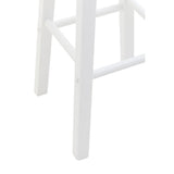 White wooden stool legs with crossbar detail, close-up of furniture finish