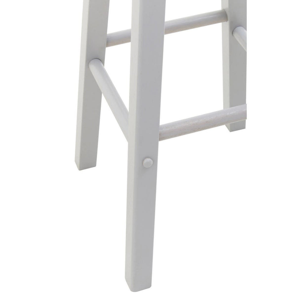 Natural and grey wood bar or kitchen stool featuring a sturdy design with a light grey finish on the legs and a natural wood seat, highlighting the contrast between the two materials. The stool has a simple, modern aesthetic suitable for various interior styles