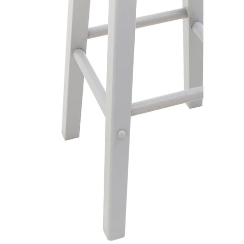 Natural and grey wood bar or kitchen stool featuring a sturdy design with a light grey finish on the legs and a natural wood seat, highlighting the contrast between the two materials. The stool has a simple, modern aesthetic suitable for various interior styles
