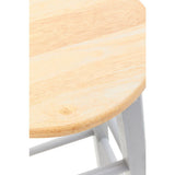 Natural wood seat with a smooth finish and visible wood grain, supported by a grey wooden frame. The stool features a simple, modern design suitable for bar or kitchen use