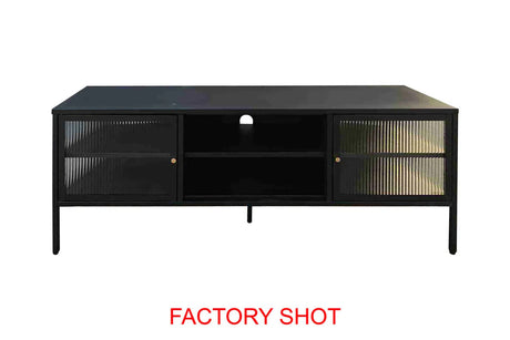 Addison Black Metal and Fluted Glass Door Media Unit