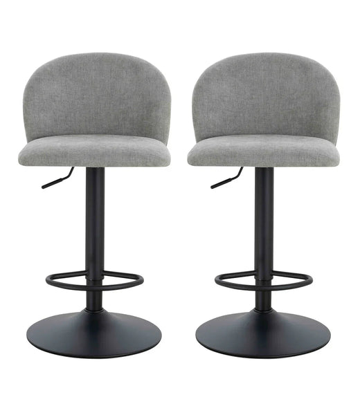 Maxwell Set of 2 Light Grey Textured Fabric Curved Bar Chairs