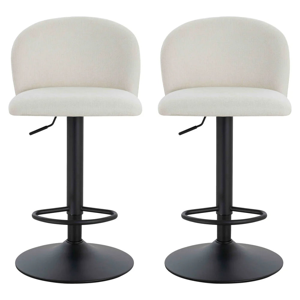 Maxwell Set of 2 Beige Textured Fabric Curved Bar Chairs