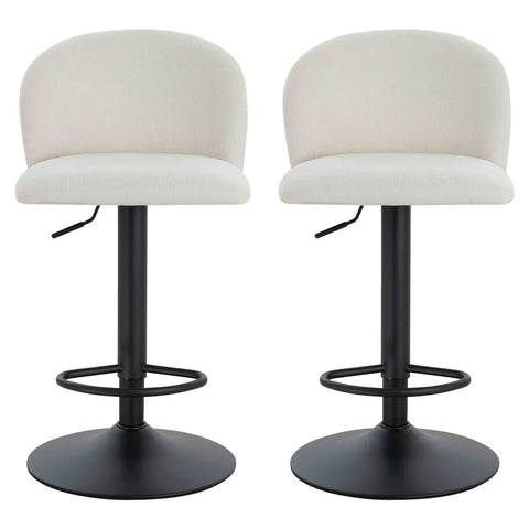 Maxwell Set of 2 Beige Textured Fabric Curved Bar Chairs