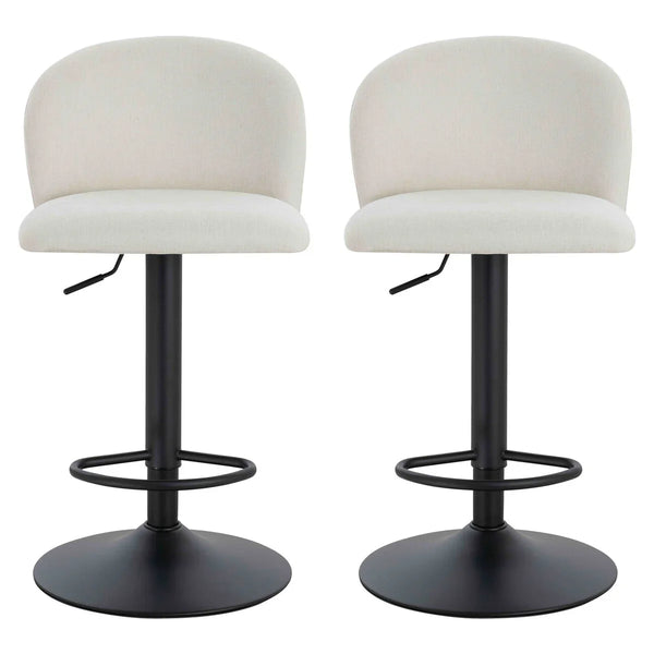 Maxwell Set of 2 Beige Textured Fabric Curved Bar Chairs