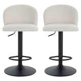Maxwell Set of 2 Beige Textured Fabric Curved Bar Chairs
